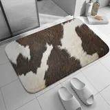 Badezimmerteppiche, Kuhfell, Kuhfell, bedruckt, rutschfest, Badematte, Tierhaut, waschbar, für den Innenbereich, Fußmatte, Läufer, Teppich für Badezimmer, Zuhause, Büro, Wohnzimmer, 61 x 40,6 cm