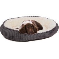 Wallace & Jones | Hundebett mittelgroße Hunde | Cameron - Hundekorb oval flauschig | Hundekorb rutschfest | anthrazit-beige | Größe M | ca. 75 x 55 x 20 cm