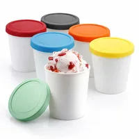 Chingcoo 6er-Set Eisbehälter,Gefrierdosen für Speiseeis,250ml Aufbewahrungs Behältermit Silikondeckel, Eis-Container BPA-frei in Lebensmittelqualität, Zur Lagerung und Herstellung von Speiseeis