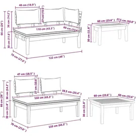 vidaXL Gartensofa-Set 4-tlg. braun/grau