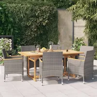 VidaXL 7-tlg. Garten-Essgruppe mit Kissen Grau - Grau