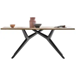 Esstisch aus Akazie Massivholz und Eisen modern