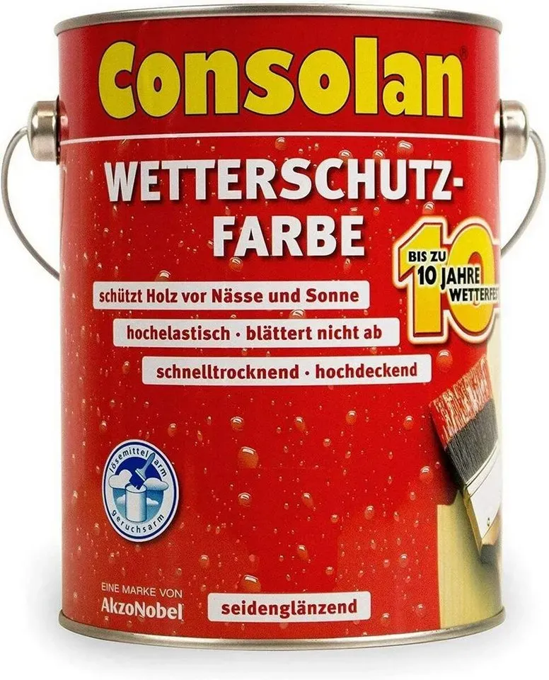 Consolan  Wetterschutzfarbe Weiss / 00820, Wetterfest, Wasserabweisend, Farbtonbeständig weiß