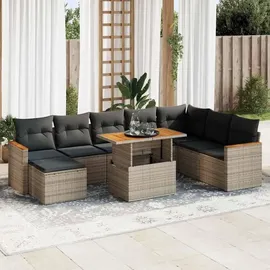 vidaXL Garten-Lounge-Set 9-tlg. grau