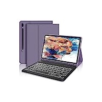 IVEOPPE Samsung Galaxy Tab S7 Fe Tastatur, Tastatur Hülle für Samsung Galaxy Tab S7 FE/S7+/S8+/S7 Plus/S8 Plus 12.4'', QWERTZ Kabellose Bluetooth Samsung Tablet S7 Tastatur mit Schutzhülle,Lila