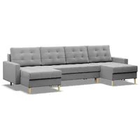 mebligo U-Sofa mit Schlaffunktion, 2 Chaiselongues, Grau - Grau