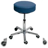 PROREGAL Drehhocker Indianapolis High | Sitzhöhe 54-72cm | Ø 53cm | Tragfähigkeit 110kg | Kunstleder-Sitz | Aluminium-Fußkreuz mit Rollen | Lichtblau