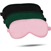 supregear Seiden Schlafmasken, Bequeme Nachtschlaf Seiden Augenmaske Satin Augenabdeckung mit Gummiband für Yoga Reisen Nickerchen Frauen Männer, 3er-Pack, Farblich Sortiert