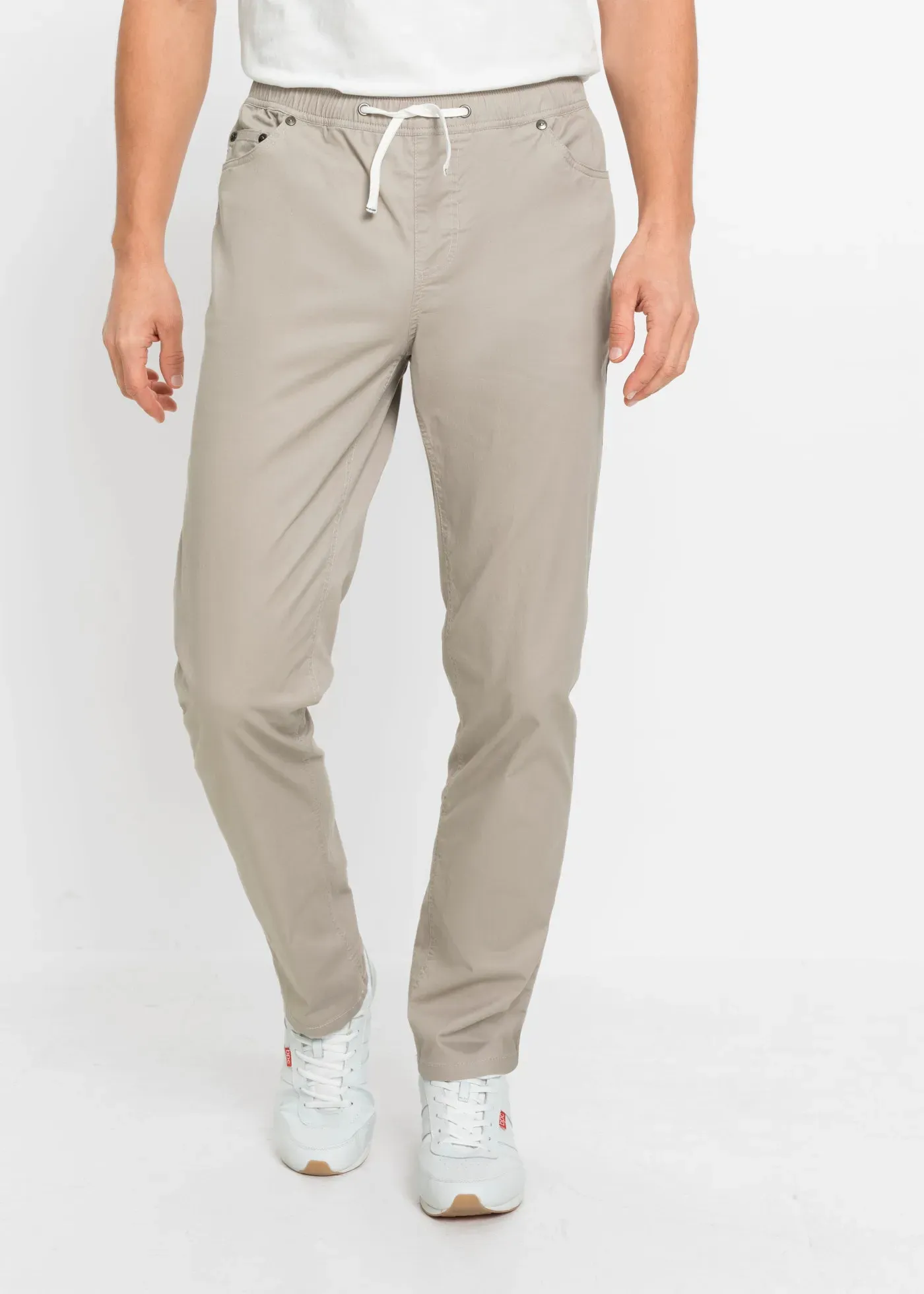 Schlupfhose BONPRIX, Herren, Gr. 64, N-Gr, beige (naturstein), Obermaterial: 98% Baumwolle, 2% Elasthan, regular fit, Hosen Schlupfhose, mit elastischem Bund, Regular Fit, aus Baumwolle und Elasthan