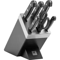 Zwilling Gourmet Messerblock 7-teilig, Messer und Schere aus rostfreiem Spezialstahl/Kunststoff-Griff, schwarz