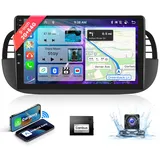 2G+64G 9‘’Autoradio Bluetooth Für FIAT 500 2007-2015 Carplay Android Auto Wireless,Podofo 8-Core Android Radio 2 din mit Bildschirm GPS Navi HiFi/RDS/FM DSP AHD Rückfahrkamera