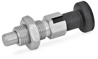 Edelstahl-Rastbolzen, mit Knopf, mit und ohne Rastsperre (717-5-M10X1-CK-NI)