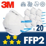 20x 3M 8810 FFP2 ohne Ventil - CE Atemschutzmaske - Weiß