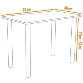 AKKE Walnuss Tisch mit schwarze beine LxBxH: 90x50x74 cm