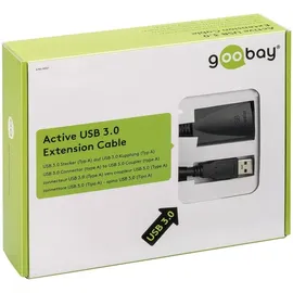 goobay Aktives USB 3.0 Verlängerungskabel, Schwarz,