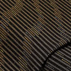 Webstoff "Streifen" mit Glitzer, schwarz/gold