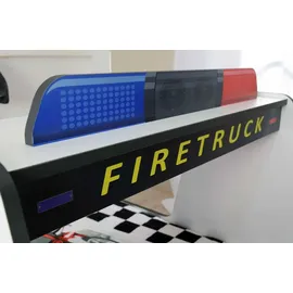Aileenstore Kinderbett Rio Firetruck 90 x 200 cm Holz massiv weiß hochglänzend