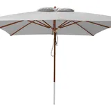 anndora® Sonnenschirm 4 x 4 m quadratisch Holz Gestänge - Silber Grau - 400 cm