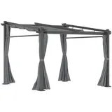 Outsunny Pergola 2,97 x 2,95 m, Gartenpavillon mit Sonnendach, Seitenteilen,