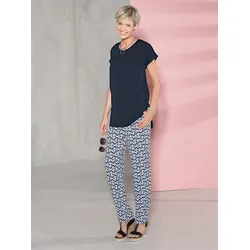Kurzarmbluse CLASSIC BASICS, Damen, Gr. 42, schwarz, 100% Polyester, unifarben, Rundhals, Kurzarm, Blusen