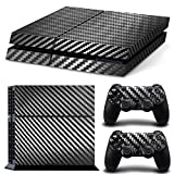 DOTBUY PS4 Skin Aufkleber Sticker Design Folie schützende Haut Schale für Sony Playstation 4 Konsole und 2 Dualshock Controller (Carbon Fiber Black)