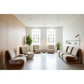 KAWOLA Loungesessel HAZEL Kunstleder/Strukturstoff 70 x 80 x 80 cm Beige/Braun
