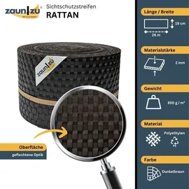 zaunzu® Sichtschutzstreifen 26 m Dunkelbraun Rattan