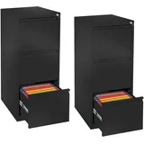Schrank & Stuhl 2 Stück Hängeregisterschränke einbahnig – Hängemappenschränke mit je 3 Schüben für DIN A4, abschließbar, komplett montiert, 101 x 40 x 62 cm, Schwarz