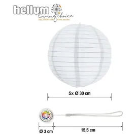 Hellum LED Lampion 5x30cm Nylon 15 Farboptionen inkl. Fernbedienung Weiß