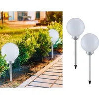 MeineWunschleuchte LED Solarlampen Set für draußen, 2 Solarkugeln für