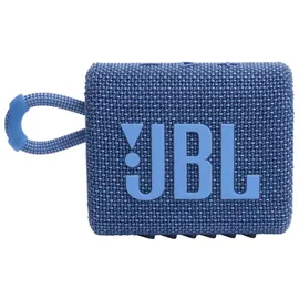 JBL GO 3 Eco – Kleine Bluetooth Box aus recyceltem Material in Blau – Wasserfester, tragbarer Lautsprecher für unterwegs – Bis zu 5h Wiedergabezeit mit nur einer Akkuladung
