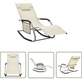 The Living Store - Sonnenliege Textilene Creme und Grau - Sonnenliege - Gartenliege - Strandliege - Textilene - Wetterfest