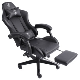 Trisens Gaming Chair im Racing-Design mit flexiblen gepolsterten Armlehnen - ergonomischer PC Gaming Stuhl in Lederoptik - Gaming Schreibtischstuhl mit ausziehbarer Fußstütze und extra Stützkissen