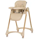 Chipolino Kinderhochstuhl Candy Shop, 4 Räder, verstellbar, Fußstütze, faltbar beige
