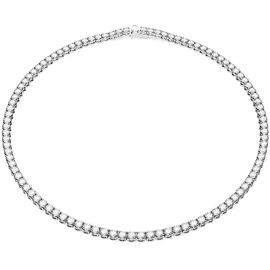 Swarovski Matrix Tennis Halskette, Rundschliff, Weiß, Rhodiniert