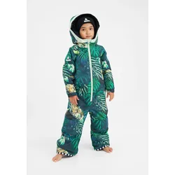 Schneeoverall WEEDO "COSMO JUNGLE", Jungen, Gr. 104/116, bunt (jungle print, mint), Obermaterial: 100% Polyester; Innenfutter: 100% Polyester; Füllung: 100% Polyester; Ärmelfutter: 100% Polyamid, Langarm, Overalls, Mitwachsender Schneeanzug