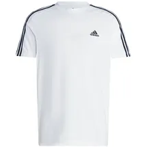 Adidas Herren Essentials Single Jersey 3-Stripes Tee, White/Black, M Tall