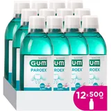 GUM PAROEX 0,06% Pflege- Mundspülung | fortschrittliche Zahnfleischpflege | Zweifach-Antiplaque-System | beruhigt empfindliches Zahnfleisch | alkoholfrei | 12 x 500