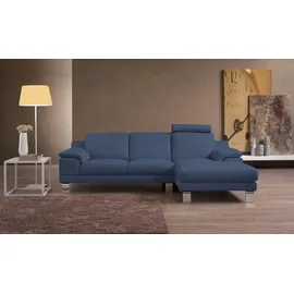 Egoitaliano "Shakira, Design & Sitzkomfort auf hohem Niveau, Breite 236cm, L-Form", mit Recamiere, L-Form, edle Füße blau