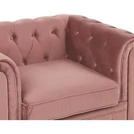 Beliani Sessel CHESTERFIELD Samtstoff 72 x 75 x 80 cm Rosa mit Rollen