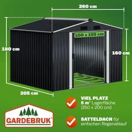 Gardebruk GARDEBRUK® XXL Metall Gerätehaus 5m2 mit Fundament 260x205x180cm