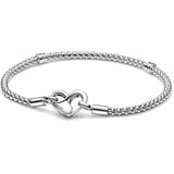 Pandora Armband mit Infinity Herzverschluss aus Sterlingsilber in der Farbe Silber, 925 Nietenkette, 21 cm