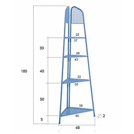 kompatible Ware Eckregal Ekko blau 48,0 x 27,0 x 180,0 cm