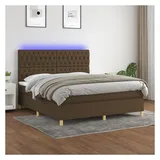 vidaXL Boxspringbett mit Matratze & LED Dunkelbraun 180x200 cm Stoff