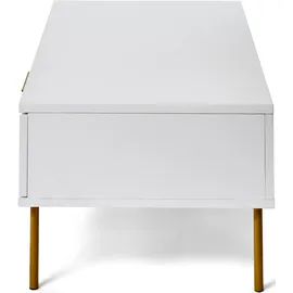Jahnke Carve COFFEE SK Couchtisch Engineered Wood, Weiss/Goldfarben, One Size