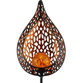 ETC Shop LED Solar Außen Stecklampe Flammeneffekt Solarleuchte Gartendeko Glas Kugel Erdspieß, Gold, 1x LED, L x x H16 x 7 x 90 cm, 3x
