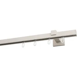 Gardinenstange GARESA "Nora", weiß, L:410cm, Aluminium, Gardinenstangen, Vorhanggarnitur, einfache Montage an die Wand, verlängerbar, Kappe
