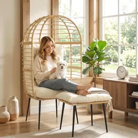 Outsunny Eiersessel Gartensessel 65 x 76 x 147 cm beige 1 St.