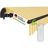 empasa Elektrische Gelenkarmmarkise 'Start Plus' Markise Sonnenmarkise Sonnenschutz, komplett vormontiert, Verschiedene Größen und Farben, Farbe:gelb/weiß gestreift, Größe:250 x 200