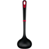 Tefal Ingenio+ Suppenkelle, vielseitig einsetzbar, Silikon-Sicherheitsring, hitzebeständig bis 230 °C, robust, kratzfest, langanhaltende Qualität, spülmaschinenfest, Schwarz/Rot, K1980434